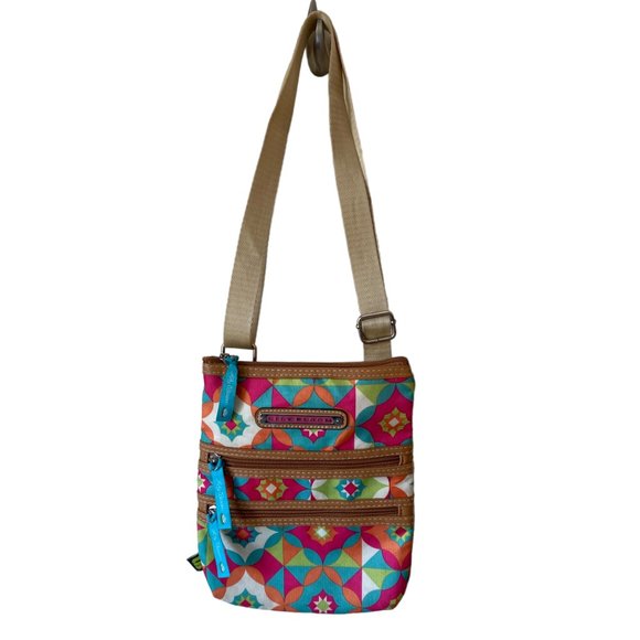 Lily Bloom Mandala Geometric Print Crossbody Multiple Pocket Purse Bag - Picture 2 of 14